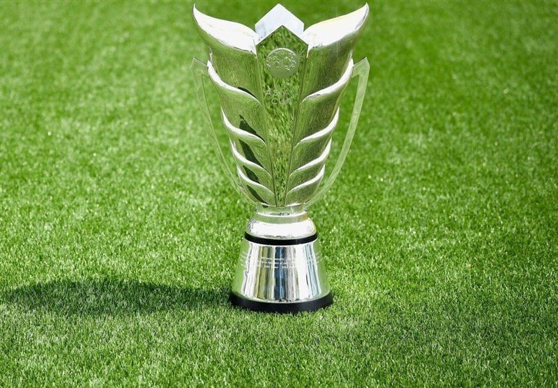 A silver trophy with a leaf-like winged design sits on green grass.