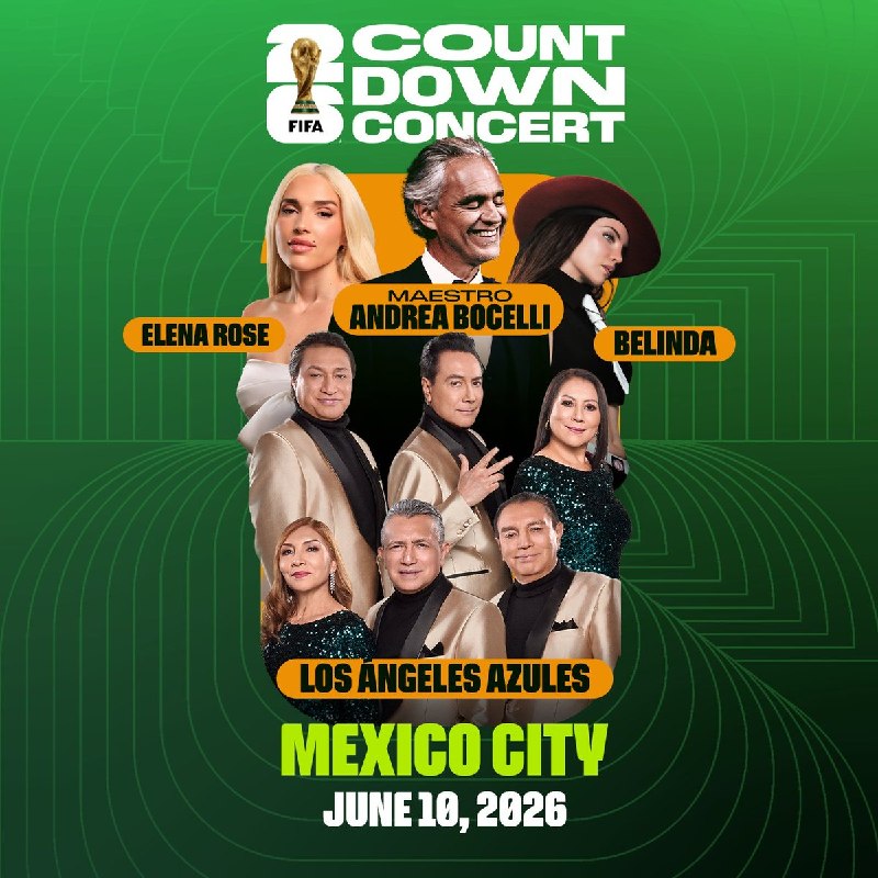 Promotional artwork for the FIFA Countdown Concert series, distributed via FIFA's official Telegram channel on 8 June 2026.