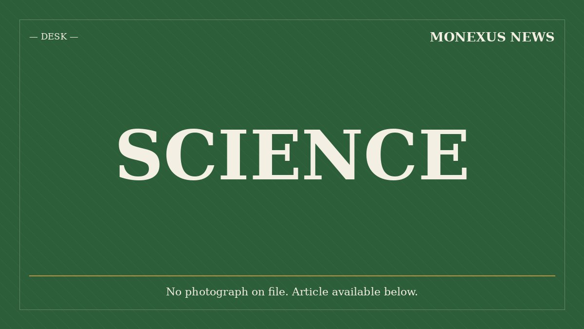A green graphic with the word "SCIENCE" in large white text, labeled "MONEXUS NEWS" and "DESK," with a note stating "No photograph on file."