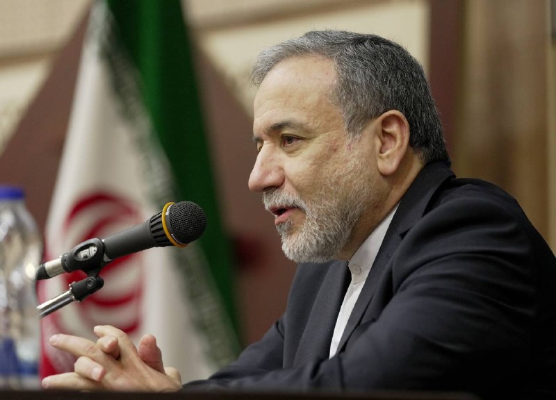 Iranian foreign minister Abbas Araghchi addresses reporters, June 2026.