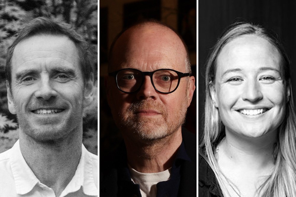 A triptych of three headshot portraits: a black-and-white photo of a smiling man, a color photo of a bespectacled man, and a black-and-white photo of a smiling woman.