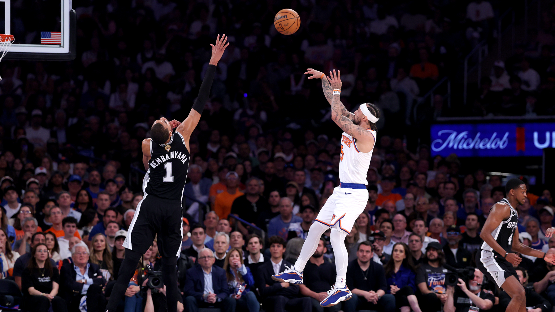 San Antonio becomes only the second Finals team to win each of the first three games on the road, a 3-0 series lead that puts New York one loss from elimination.