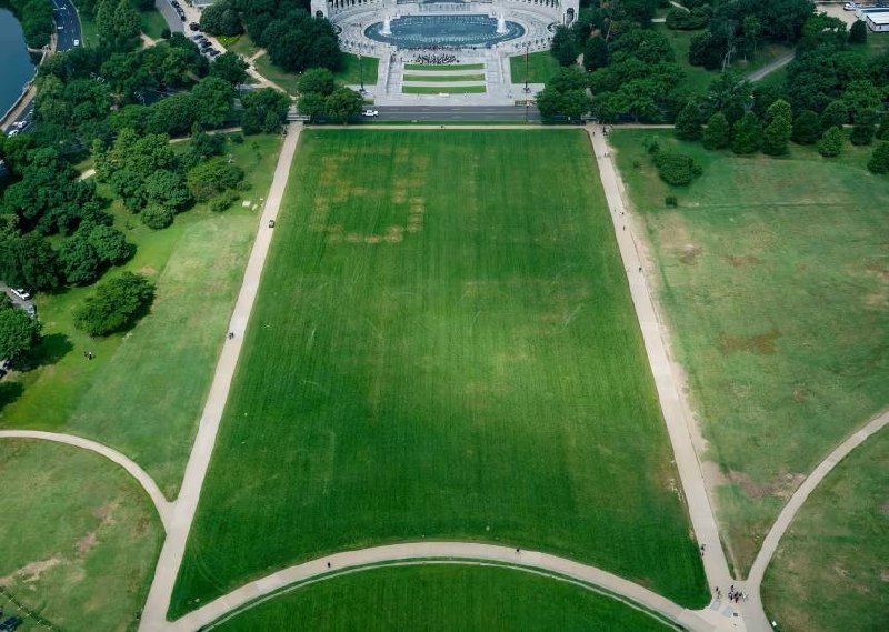 Police in Washington opened an inquiry after activists mowed "86 47" into the grass near the National Mall, turning a manicured lawn into the latest front in America's culture-war skirmishes.