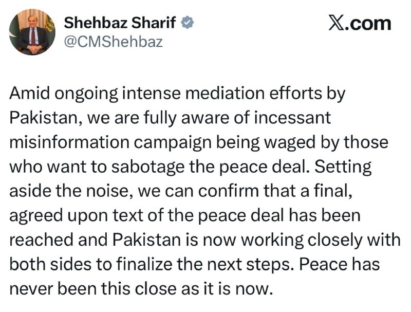 An Islamabad-mediated draft text between Washington and Tehran is the first concrete sign of a deal since strikes restarted the cycle.