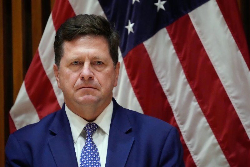 President Donald Trump speaks at the White House, the venue of the 12 June 2026 announcement nominating Jay Clayton as Director of National Intelligence.