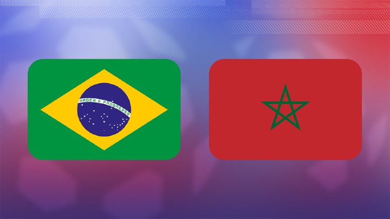 A side-by-side composite image shows two men in suits: one with an American flag backdrop and another gesturing in front of a Brazilian flag.