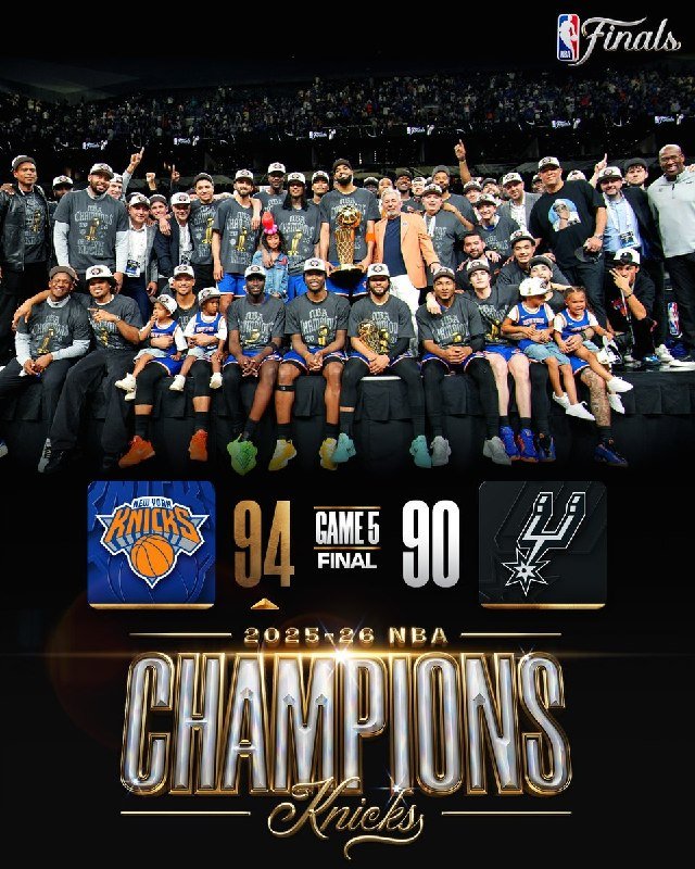 Jalen Brunson scored 45 points as the New York Knicks beat an opponent on 13 June 2026 to capture the franchise's first NBA championship since 1973, ending a 53-year drought for one of the league's most decorated and long-suffering franchis…