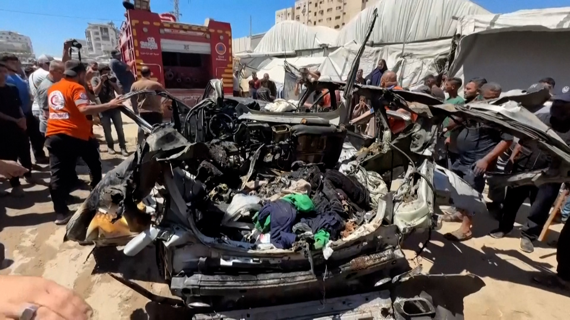 Five wire channels reported the same central-Gaza drone strike within seventeen minutes.