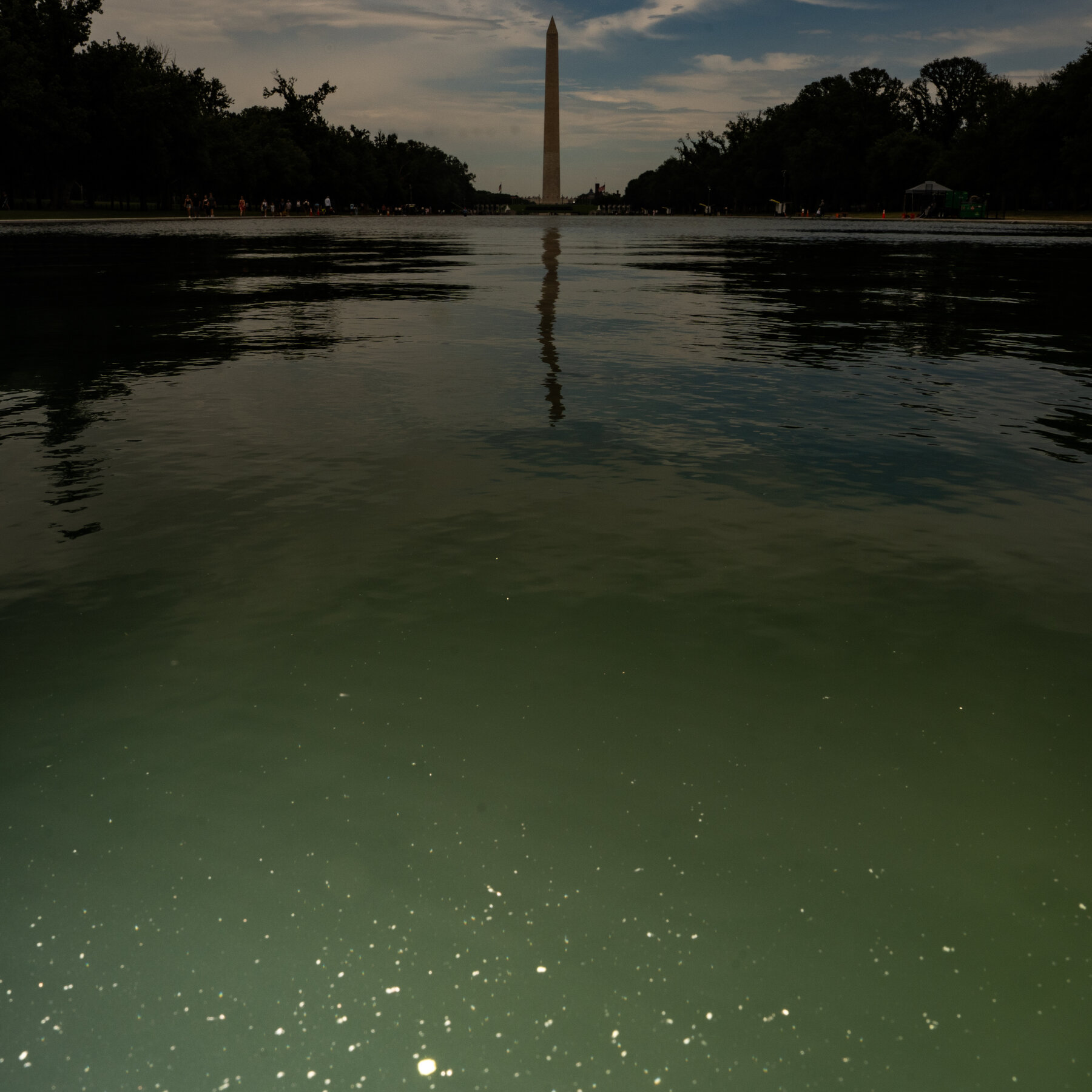 A vandalised pool, a politically useful photograph, and a president who has decided the story is what he says it is.