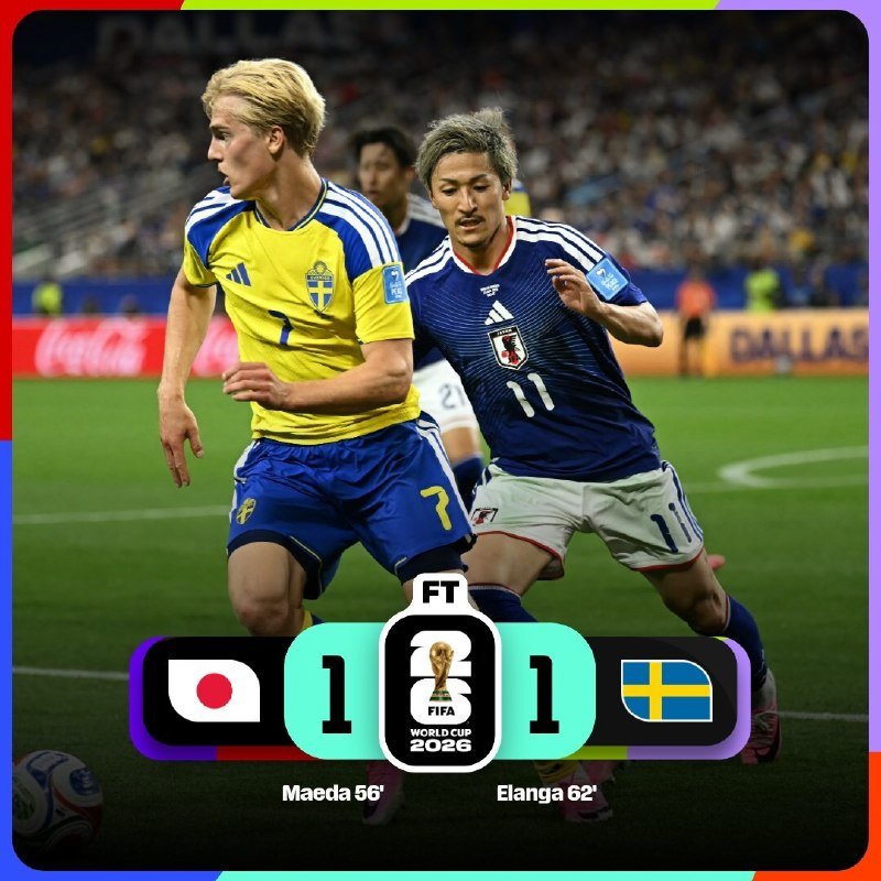 Daizen Maeda's smart finish put Japan ahead at Dallas Stadium before Anthony Elanga's curling equaliser rescued Sweden and sent both sides into the World Cup knockout rounds.