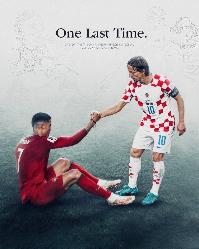 A graphic illustration shows a seated player in a red #7 jersey clasping hands with a standing player wearing a red-and-white checkered #10 jersey, beneath text reading "One Last Time."