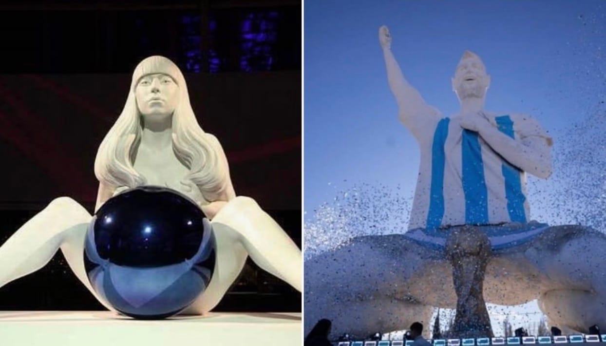 A Patagonian sculptor's towering, irreverent tribute to the World Cup has gone viral for the wrong reasons, reopening a long-running argument about who gets commemorated and how.