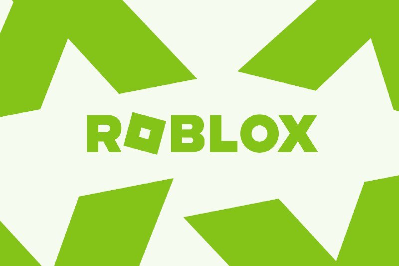 The Roblox logo, featuring green text with a stylized "O," is displayed over a green star graphic on a white background.
