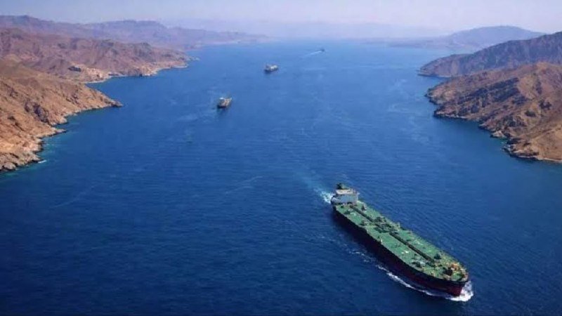 Multiple large vessels are anchored in misty, gray waters, viewed from a rocky shoreline in the foreground.