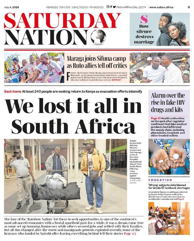 A newspaper front page for "Sunday Nation" dated July 5, 2026, featuring the headline "Deal or no deal?" alongside photos of two men speaking into microphones and four smaller portraits.