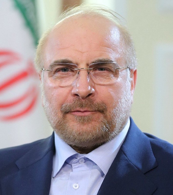 A close-up shows a gray-bearded man in rimless glasses and a blue suit, with a green, white, and red-striped flag blurred in the background.