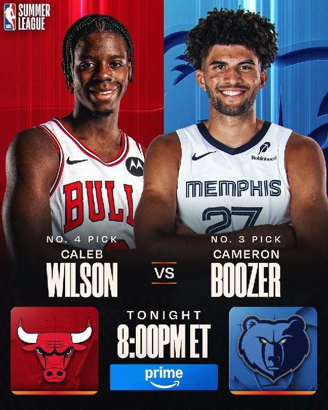 A graphic displays "AJ DYBANTSA 23 PTS 7 REB 3 STL 2 BLK" alongside a photo of a Wizards player (#4) holding a basketball, with an NBA Summer League logo and a final score of Sacramento Kings 85, Wizards 104.