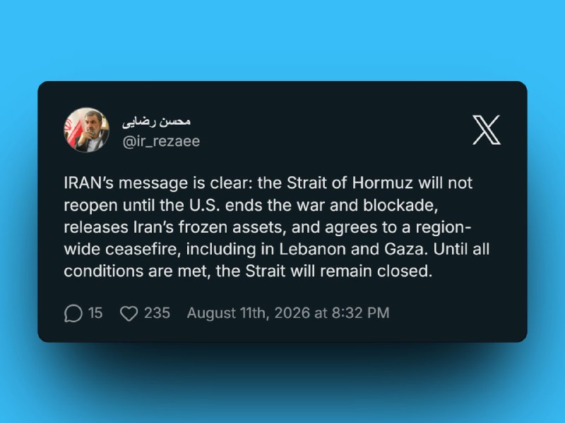 Tehran's deputy foreign minister said any request to reopen the strait is 'inappropriate,' signalling that Iran's grip on a fifth of global oil traffic is now a permanent bargaining chip in a faltering deal.