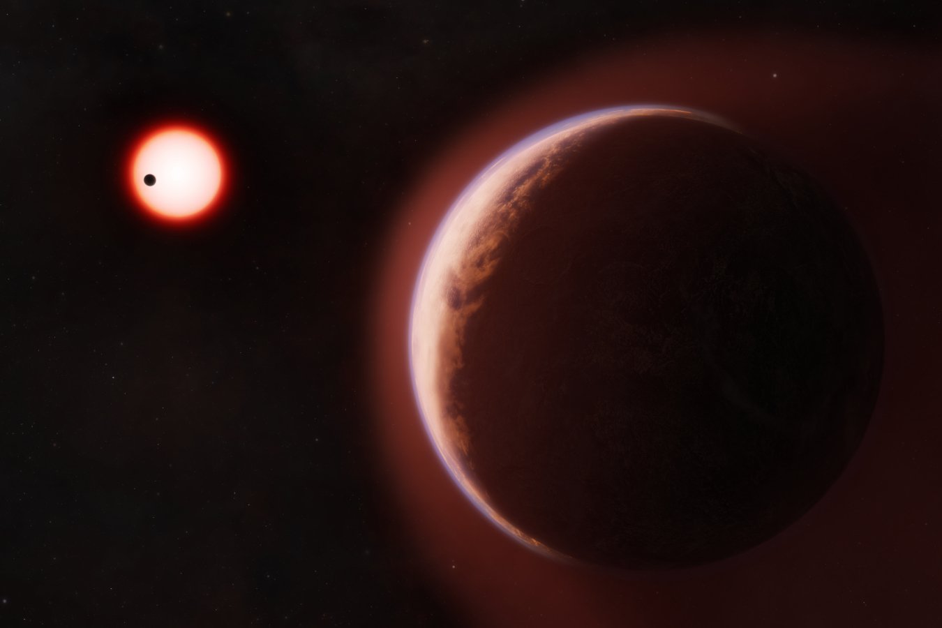 Artist's impression of the rocky, temperate exoplanet whose atmosphere has been detected for the first time.