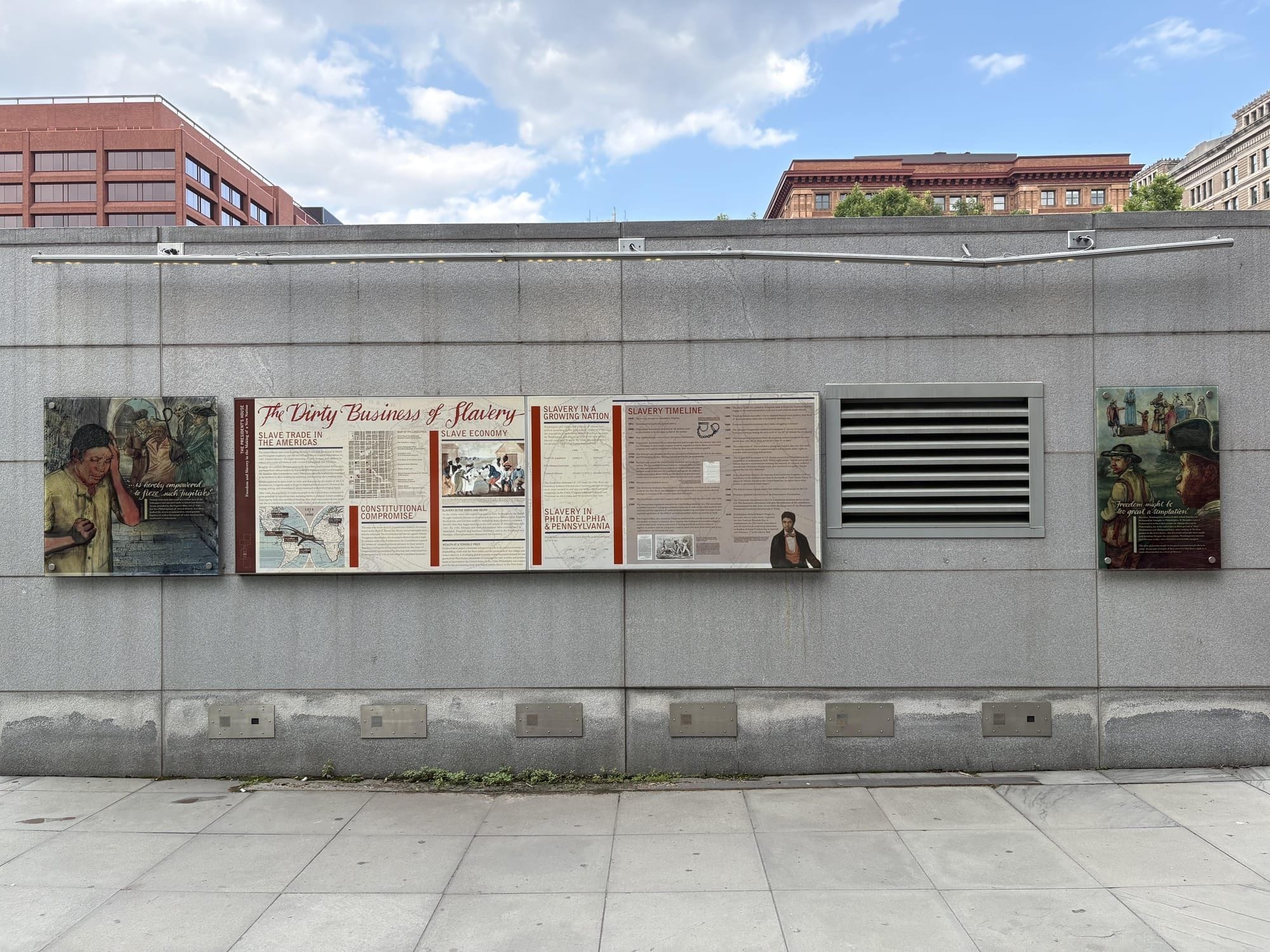 Six months after removing an outdoor exhibition on slavery in the founding era, the administration has replaced it with panels that omit the bondage at George Washington's Philadelphia house.