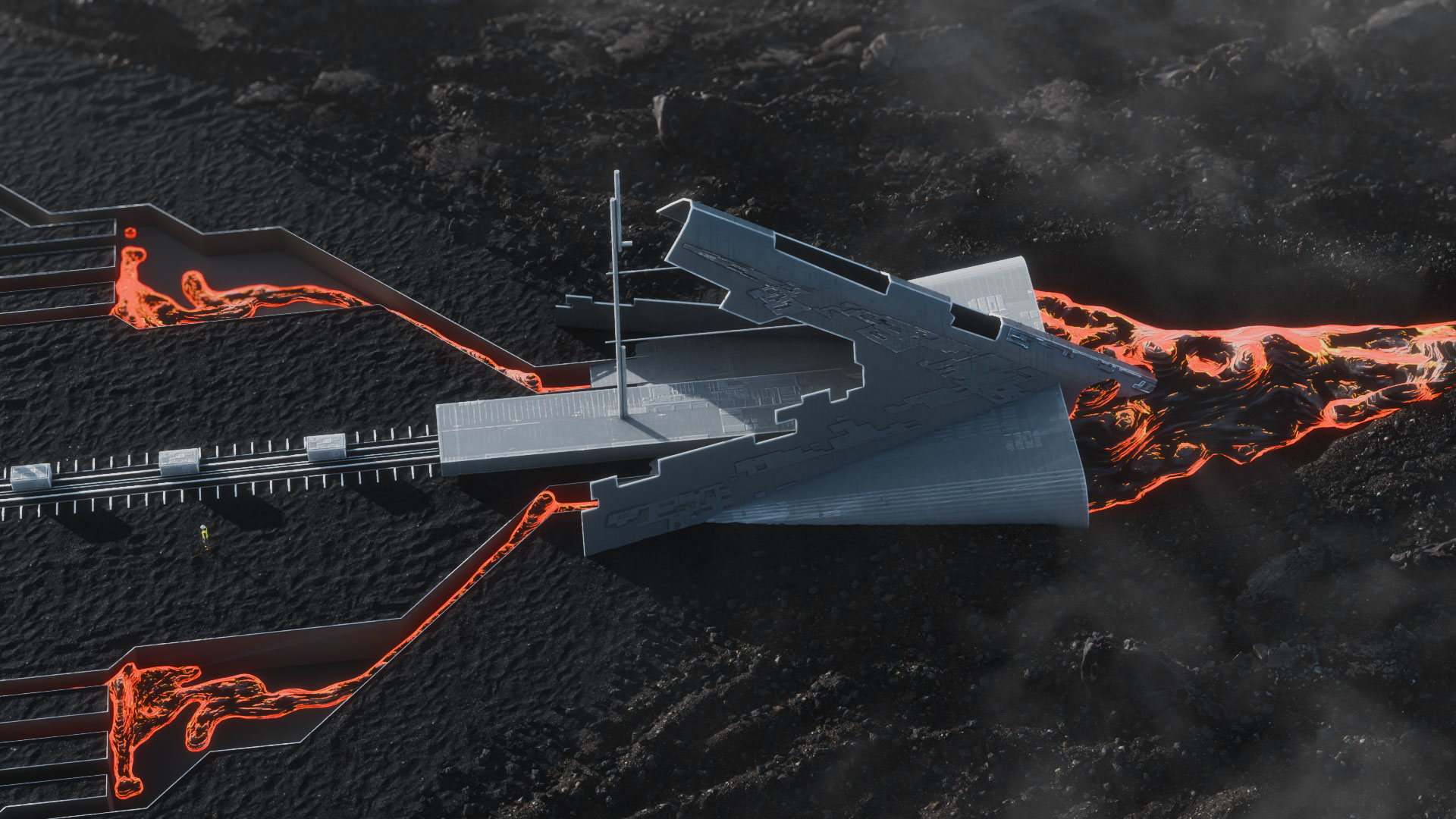 A conceptual rendering tied to MIT Technology Review's reporting on infrastructure and the energy transition.