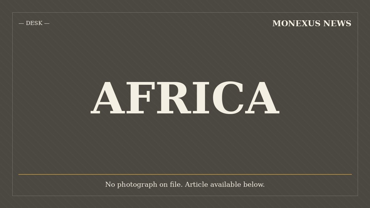 A black placeholder graphic displays "AFRICA" in large white text, with "MONEXUS NEWS" and "DESK" labels, and a note stating "No photograph on file."