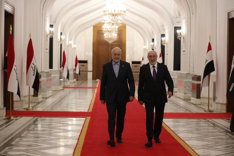 Iranian Parliament Speaker Mohammad Bagher Ghalibaf is welcomed at the Iraqi Parliament headquarters in Baghdad, 19 August 2026.