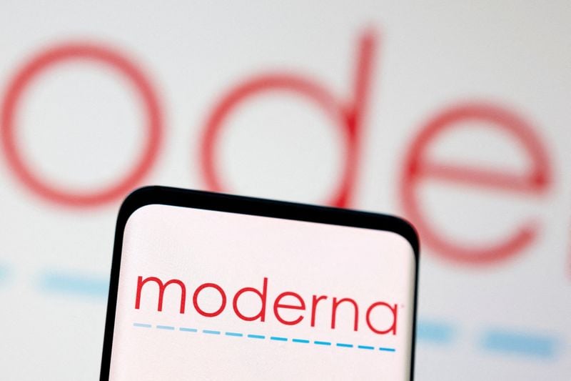 Moderna signage outside the company's Cambridge, Massachusetts headquarters.
