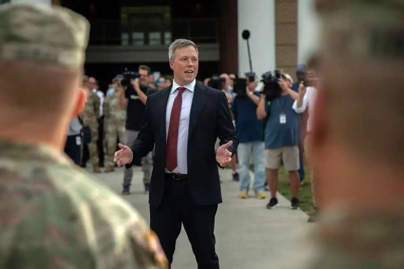 A senior US defence official walks a Pentagon corridor in an undated file image circulated by OSINT accounts relaying the Wall Street Journal report on Driscoll.