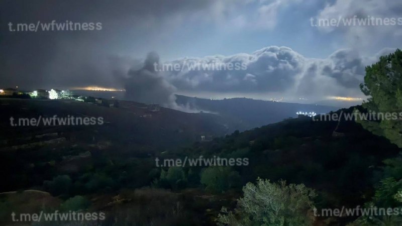 Smoke rises over a southern Lebanese village after one of six Israeli strikes reported between 15:58 and 18:12 UTC on 22 August 2026.