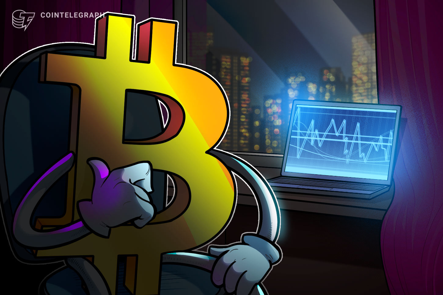Bitcoin price chart overlaid on a stylised orange token image.