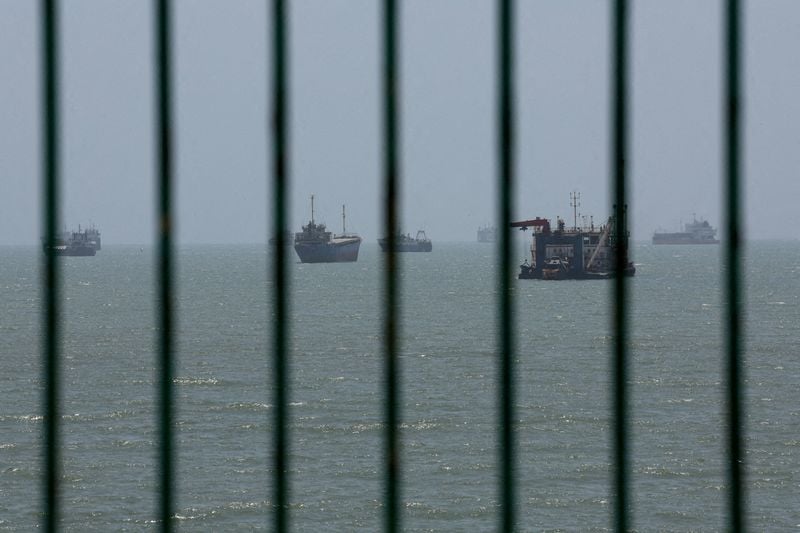 A shipping lane in the Middle East, photographed as insurers reassess war-risk premia across the region.
