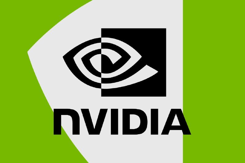 The NVIDIA corporate logo, featuring a stylized black-and-white eye design above the company name, is displayed against a green background.