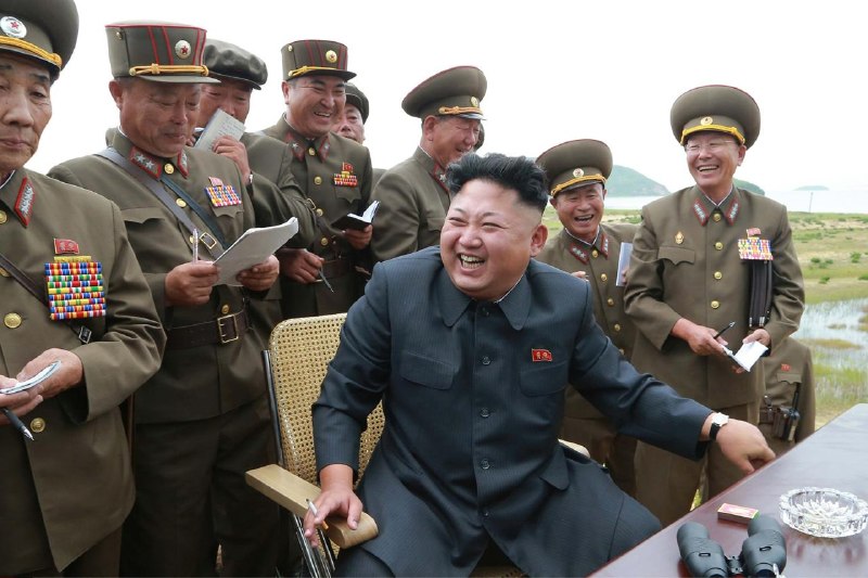 File image of Kim Jong Un reviewing a military parade in Pyongyang.