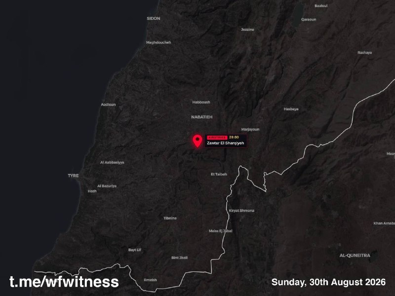 Footage from southern Lebanon circulated on 30 August 2026 showing strikes on the towns of Zawtar al-Sharqiyeh and Al-Mansouri.