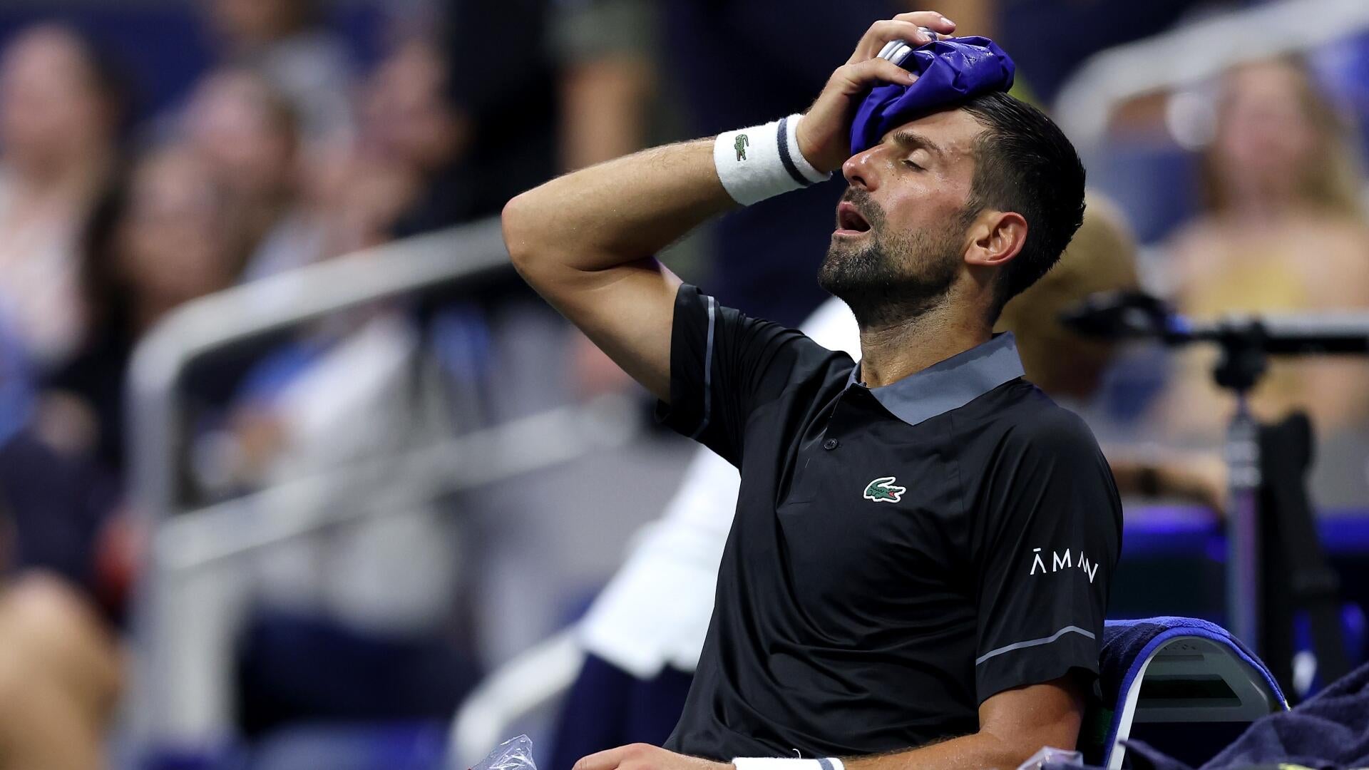 Novak Djokovic during his first-round match against Mariano Navone at the 2026 US Open on 30 August 2026.