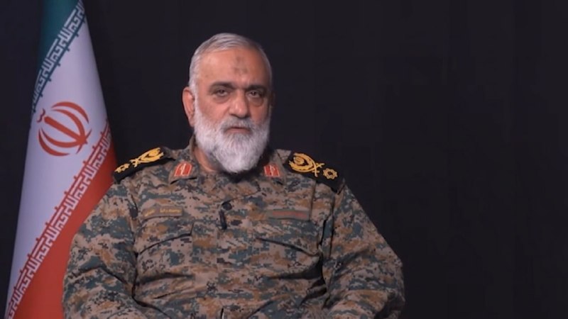 Brigadier General Mohammad Reza Naqdi of the IRGC, pictured in footage circulated by Middle East Spectator on 31 August 2026.