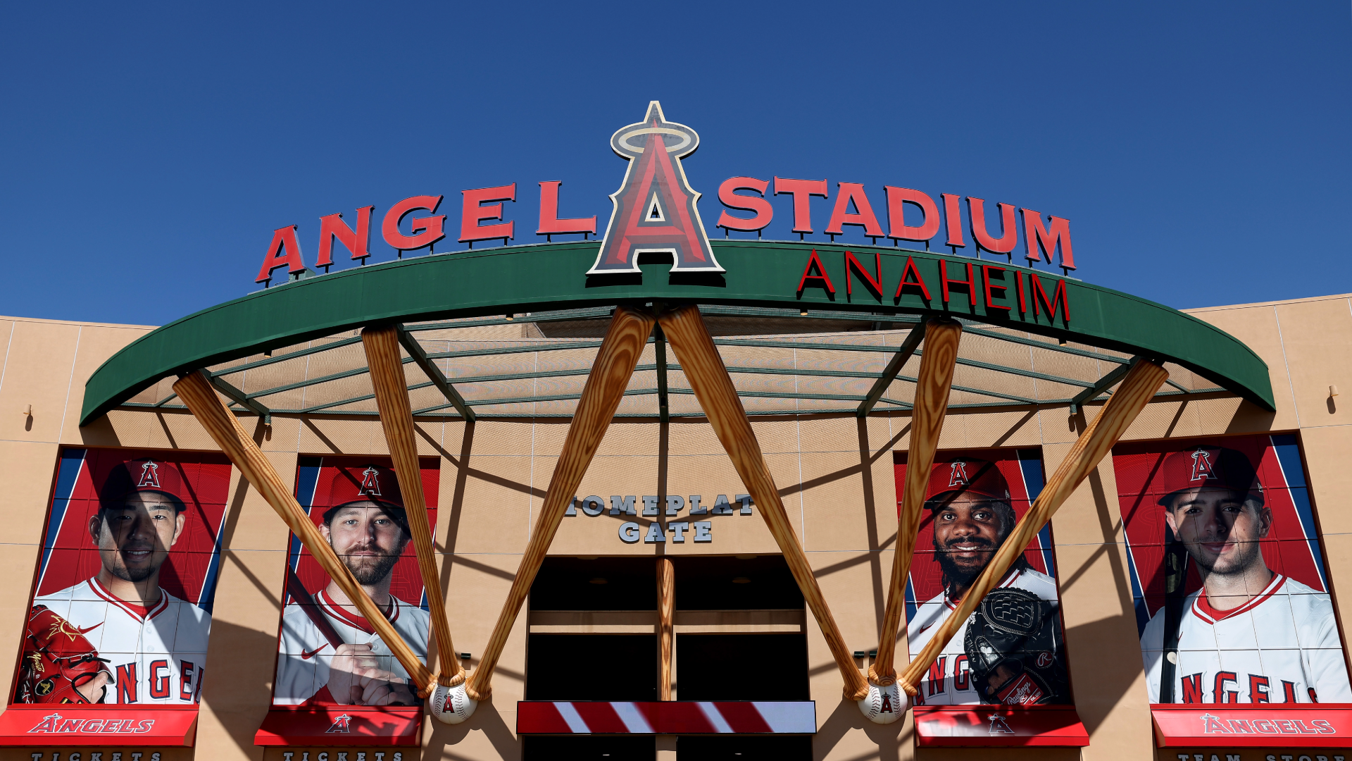 Mike Trout speaks to reporters after Arte Moreno's sale of the Los Angeles Angels to Stan Kroenke was announced on 1 September 2026.