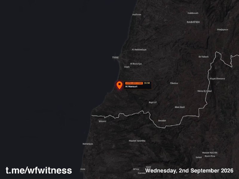 A frame from wfwitness Telegram coverage of operations in southern Lebanon on 2 September 2026.