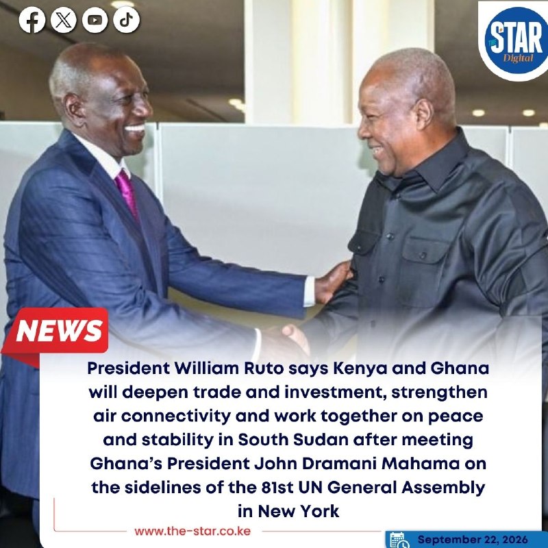President William Ruto arrives in New York ahead of the 81st UN General Assembly.