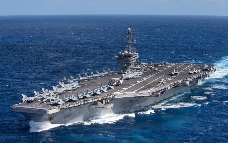 The USS Theodore Roosevelt carrier strike group departed Naval Base San Diego on 1 October 2026, bound for the US Central Command area of responsibility.