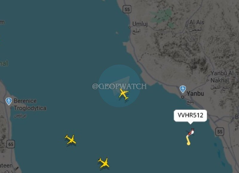 Open-source flight trackers logged an MH-60R squawking 7700 over the Red Sea near Yanbu before disappearing from ADS-B on 5 October 2026.