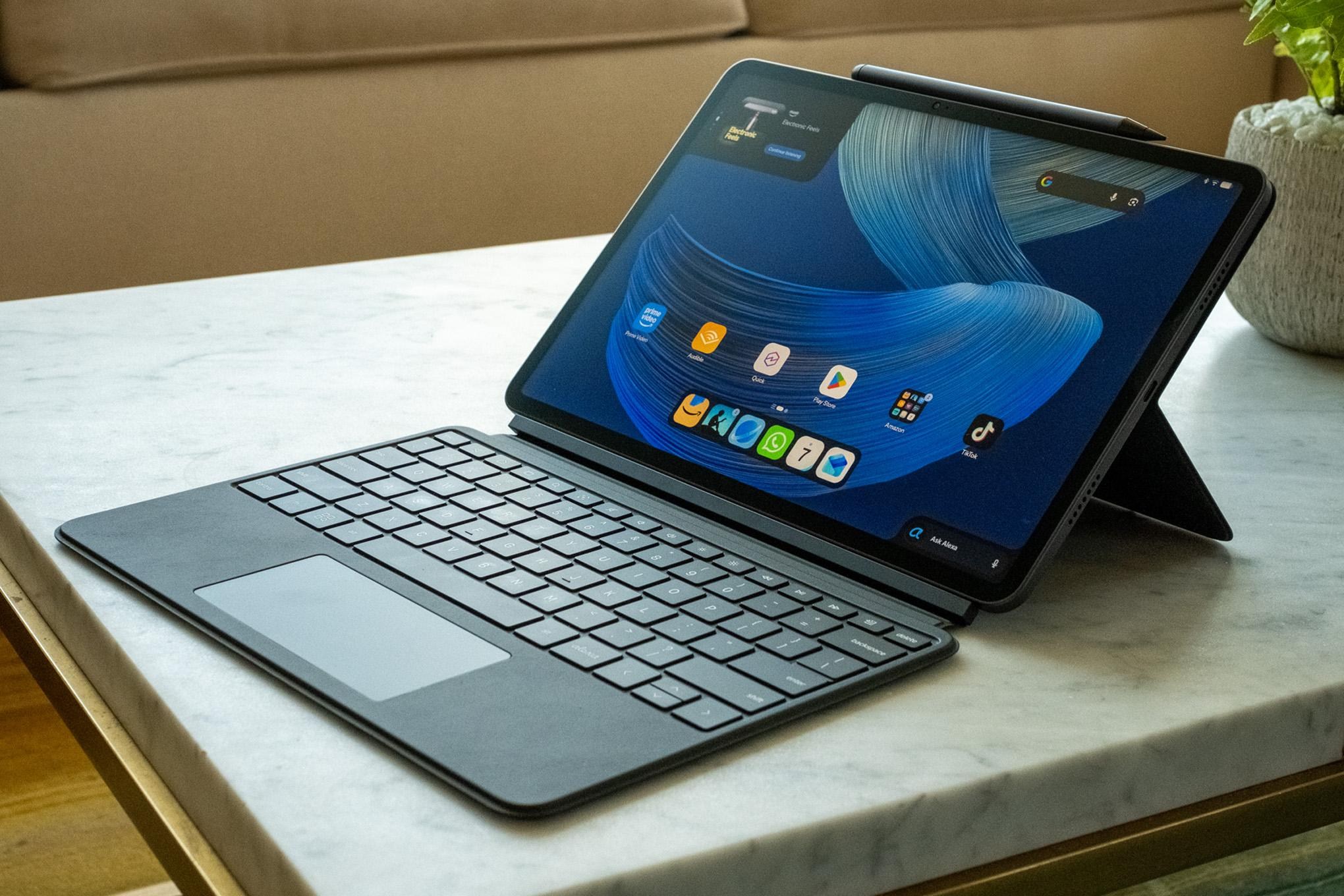 Amazon's new Alexa Tablet 12 Pro, photographed at a hands-on briefing in October 2026.