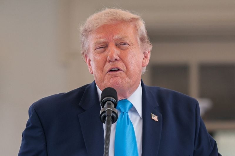 President Trump speaking to reporters, file image from Investing.com wire material.