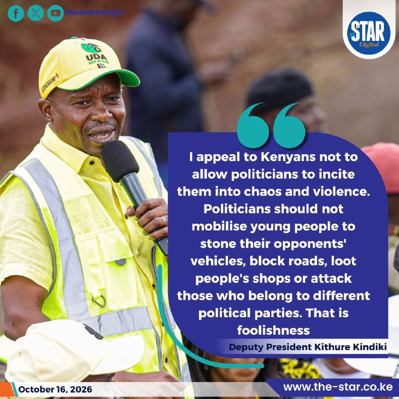 Deputy President Kithure Kindiki addressing a Kenya Kwanza-aligned audience, October 2026.