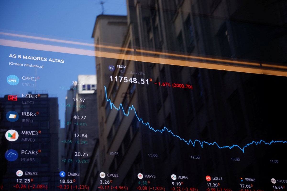 A trading floor monitor showing equity data, file image.